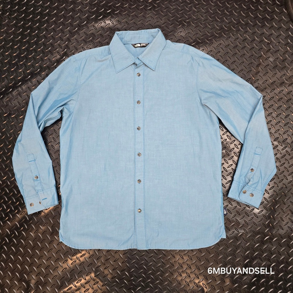 The North Face Mens Blue Long Sleeve Button Down Shirt NF0A3KEZ Large